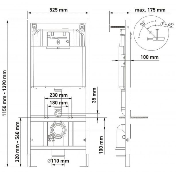 Комплект Berges 4в1 043266: инсталляция NOVUM525 кнопка L1 белая унитаз Mascon Rimless сиденье Toma Slim SO