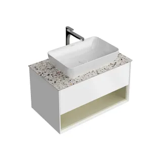 Тумба под раковину Kerama Marazzi Плаза Модерн KMPMCb80MSg1 с подсветкой 80 см белый матовый/шалфей
