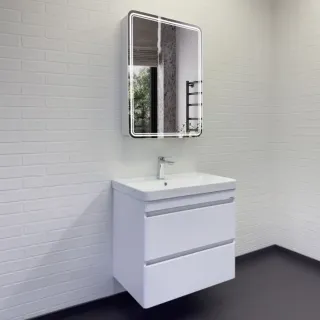 Тумба под раковину Comforty Енисей-70П2 00-00021338 белый глянец