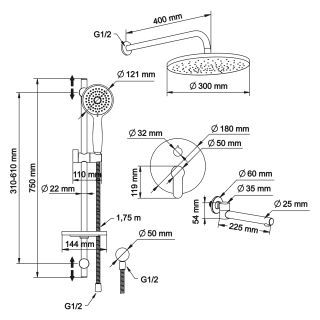 Душевой комплект Swedbe Platta 5542G1 хром/серый Душевой комплект Swedbe Platta 5542G1 хром/серый