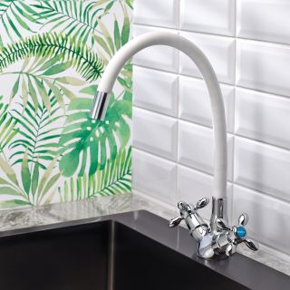 Смеситель для кухни BOOU BA5318-1F-E351A-B702 хром,белый Смеситель для кухни BOOU BA5318-1F-E351A-B702 хром,белый