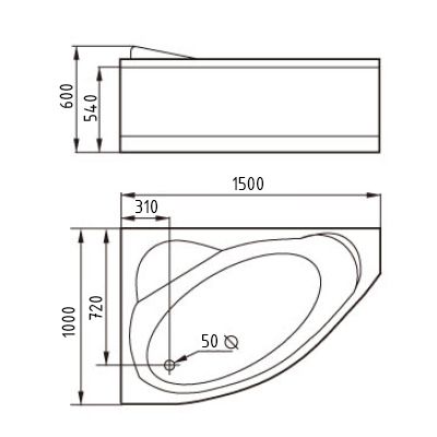 Акриловая ванна Gemy G9009 B L 150x100x60 Акриловая ванна Gemy G9009 B L 150x100x60