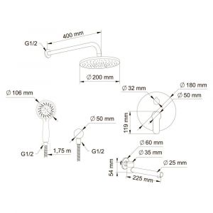 Душевой комплект Swedbe Platta 5544 хром