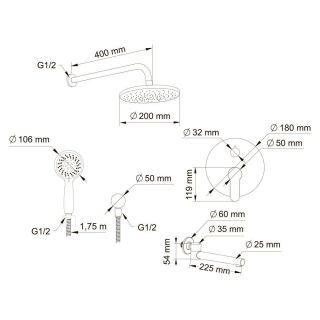 Душевой комплект Swedbe Platta 5544 хром Душевой комплект Swedbe Platta 5544 хром