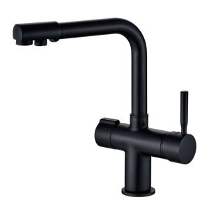 Смеситель для кухни Haiba HB70088-7 с подключением фильтра питьевой воды чёрный матовый