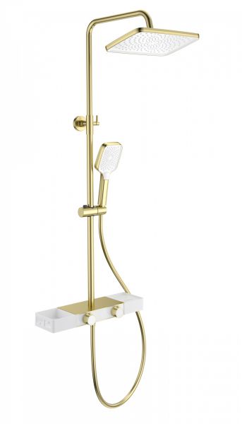 Душевая стойка Wonzon & Woghand Shelf WW-B3552-BG с термостатом брашированное золото