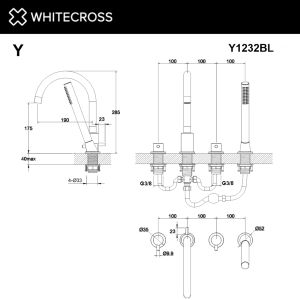 Смеситель на борт ванны WHITECROSS Y Y1232GL золото