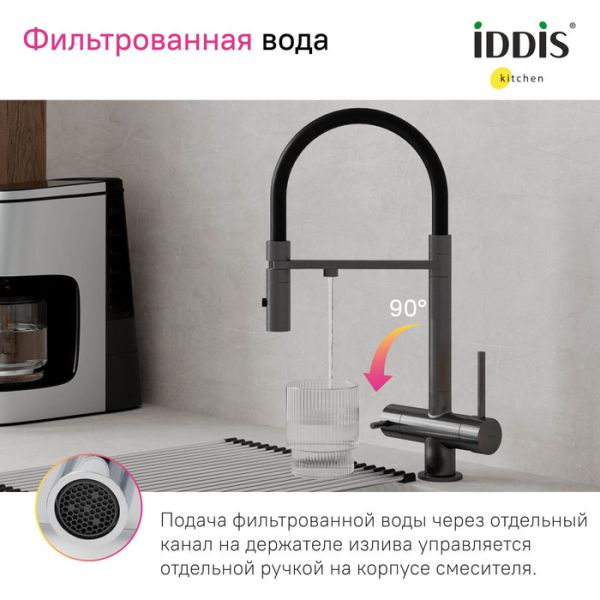 Смеситель для кухни IDDIS Ace ACEGMFFi05 графит