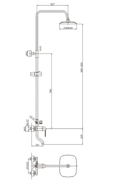 Душевая стойка Haiba HB2405 хром