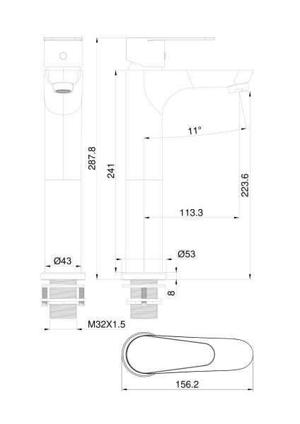 Смеситель для раковины Wonzon & Woghand Alfa WW-A40232-BG брашированное золото