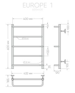 Полотенцесушитель водяной Indigo Europe LEL1W60-40 60x40 см хром