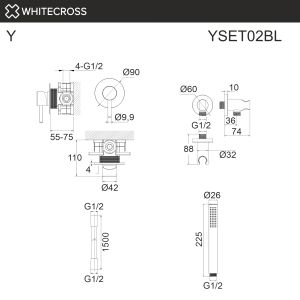 Встраиваемый смеситель для душа WHITECROSS Y YSET02GL золото