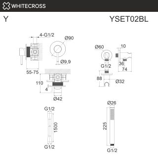 Встраиваемый смеситель для душа WHITECROSS Y YSET02GM оружейная сталь Встраиваемый смеситель для душа WHITECROSS Y YSET02GM оружейная сталь