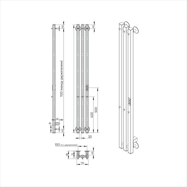 Полотенцесушитель электрический Indigo Style Pro LSPRE120-13BRRt 120x13 см чёрный муар