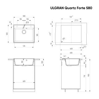 Кухонная мойка Ulgran Quartz Forte 580-08 космос Кухонная мойка Ulgran Quartz Forte 580-08 космос