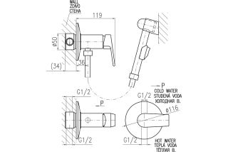 Гигиенический душ со смесителем Rav Slezak Colorado CO147/1Z золото