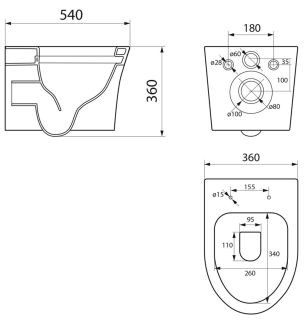 Подвесной унитаз Point Вега PN41711GM безободковый серый матовый Подвесной унитаз Point Вега PN41711GM безободковый серый матовый