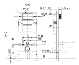 Инсталляция для унитаза Ceramica Nova Envision CN1002CH с кнопкой смыва Flat хром
