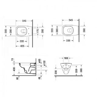 Унитаз Duravit Rimless 45700900A1 подвесной белый Унитаз Duravit Rimless 45700900A1 подвесной белый