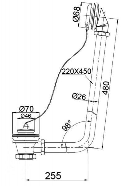 Слив-перелив для ванны, бронза BelBagno BB567-OVF-BRN Слив-перелив для ванны, бронза BelBagno BB567-OVF-BRN