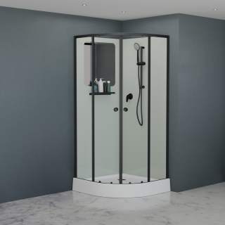 Душевая кабина RGW AN-208B 381320899-14 90x90 см профиль чёрный стекло прозрачное