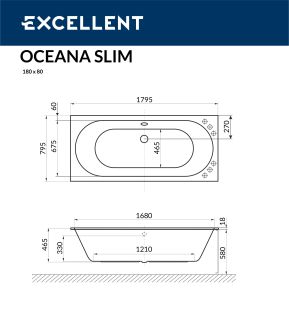 Ванна акриловая EXCELLENT Oceana Slim 180x80 Ванна акриловая EXCELLENT Oceana Slim 180x80