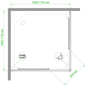 Душевой уголок Royal Bath RB HPD-T-BL RB1111HPD-T-BL 110x110см чёрный