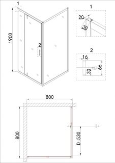 Душевой уголок Niagara Nova _02000831BLACK 100x100 см профиль чёрный матовый стекло прозрачное