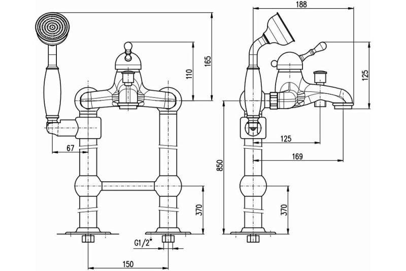 Смеситель для ванны Rav Slezak Labe L550.5/2CMAT черный