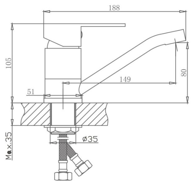 Смеситель для кухни Haiba HB45802 сталь