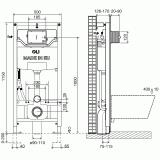 Инсталляция для унитаза Oli 120 ECO Sanitarblock mechanic 879236mSL03 панель слива Slim чёрный