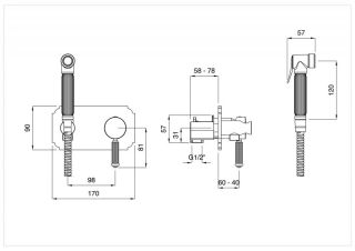 Смеситель с гигиеническим душем однорычажный Cezares OLIMP-DIF-02-L