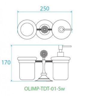 Стакан и диспенсер настольные, золото Cezares OLIMP-TDT-03/24-Sw