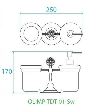 Стакан и диспенсер настольные, золото Cezares OLIMP-TDT-03/24-Sw