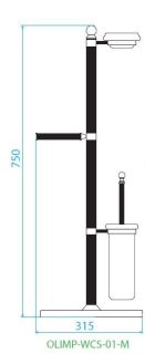 Стойка напольная c держателем туалетной бумаги, щёткой для унитаза и мыльницей, хром Cezares OLIMP-WCS-01-M