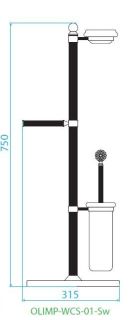 Стойка напольная c держателем туалетной бумаги, щёткой для унитаза и мыльницей, бронза Cezares OLIMP-WCS-02-Sw