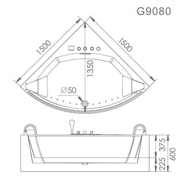 Акриловая ванна Gemy G9080 150x150x60 Акриловая ванна Gemy G9080 150x150x60