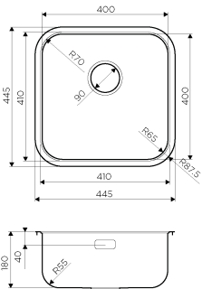 Мойка кухонная Omoikiri Omi 44-U/IF-IN Quadro нерж.сталь/нержавеющая сталь Мойка кухонная Omoikiri Omi 44-U/IF-IN Quadro нерж.сталь/нержавеющая сталь