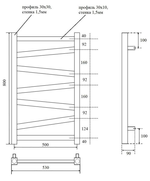 Полотенцесушитель электрический Point Феникс PN15158BE П7 50x80см левый/правый чёрный