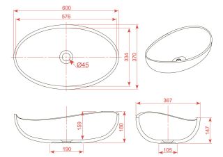 Раковина Montebianco Onda 11020 60см белый Раковина Montebianco Onda 11020 60см белый