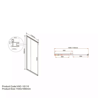 Душевая дверь Vincea VHC-1G110CLB 110 см профиль черный стекло прозрачное