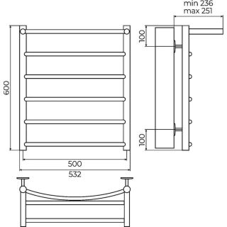 Полотенцесушитель водяной Terminus Классик 4670078556752 с полкой П6 50х60 см хром