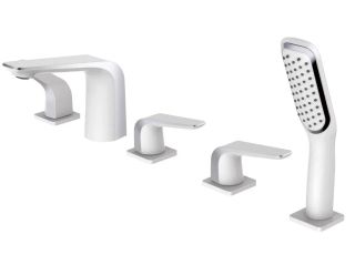 Смеситель на борт ванны Rose R1312F белый/хром Смеситель на борт ванны Rose R1312F белый/хром
