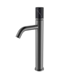 Смеситель для раковины Boheme Stick 122-GM-MR-B оружейная сталь/чёрный мрамор