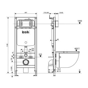 Инсталляция с клавишей смыва IDDIS Optima Home для подвесного унитаза OPH0000i32K