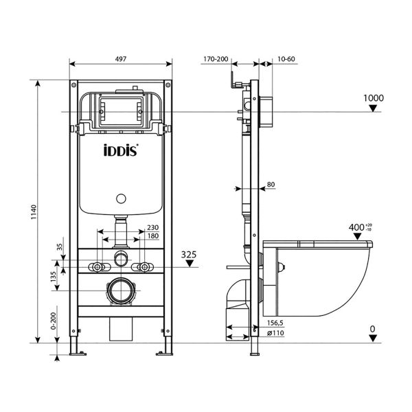 Инсталляция с клавишей смыва IDDIS Optima Home для подвесного унитаза OPH0000i32K