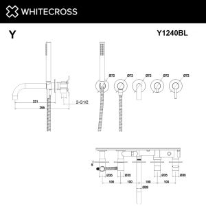 Встраиваемый смеситель для ванны WHITECROSS Y Y1240CR хром