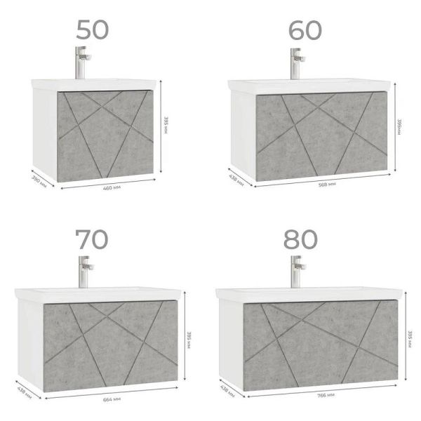 Тумба под раковину подвесная Vigo Geometry 035 80 см бетон
