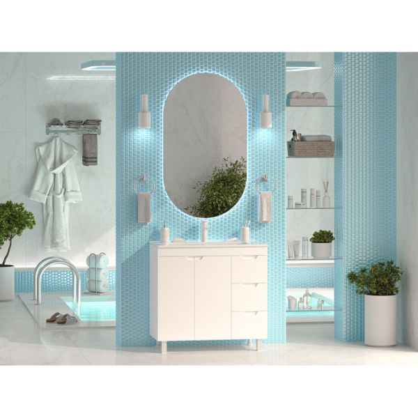 Напольная тумба под раковину Misty Оптима 90 см П-Опт-07090-011П3Я белый