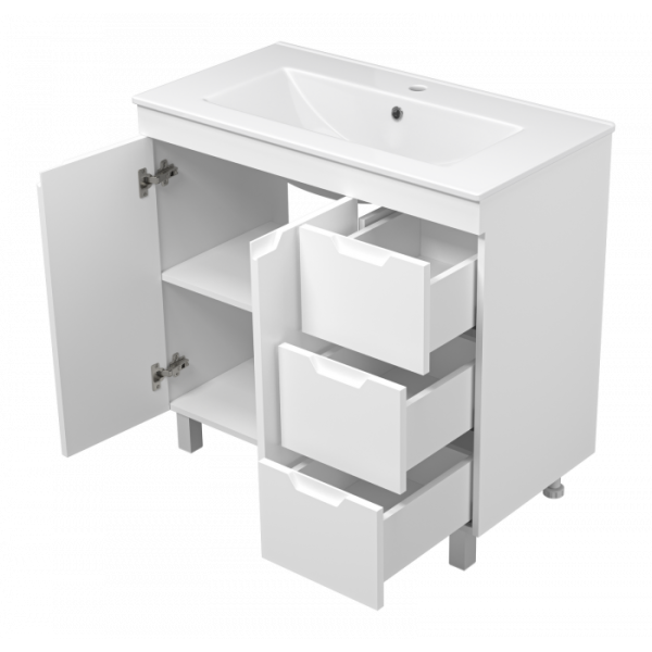 Напольная тумба под раковину Misty Оптима 90 см П-Опт-07090-011П3Я белый